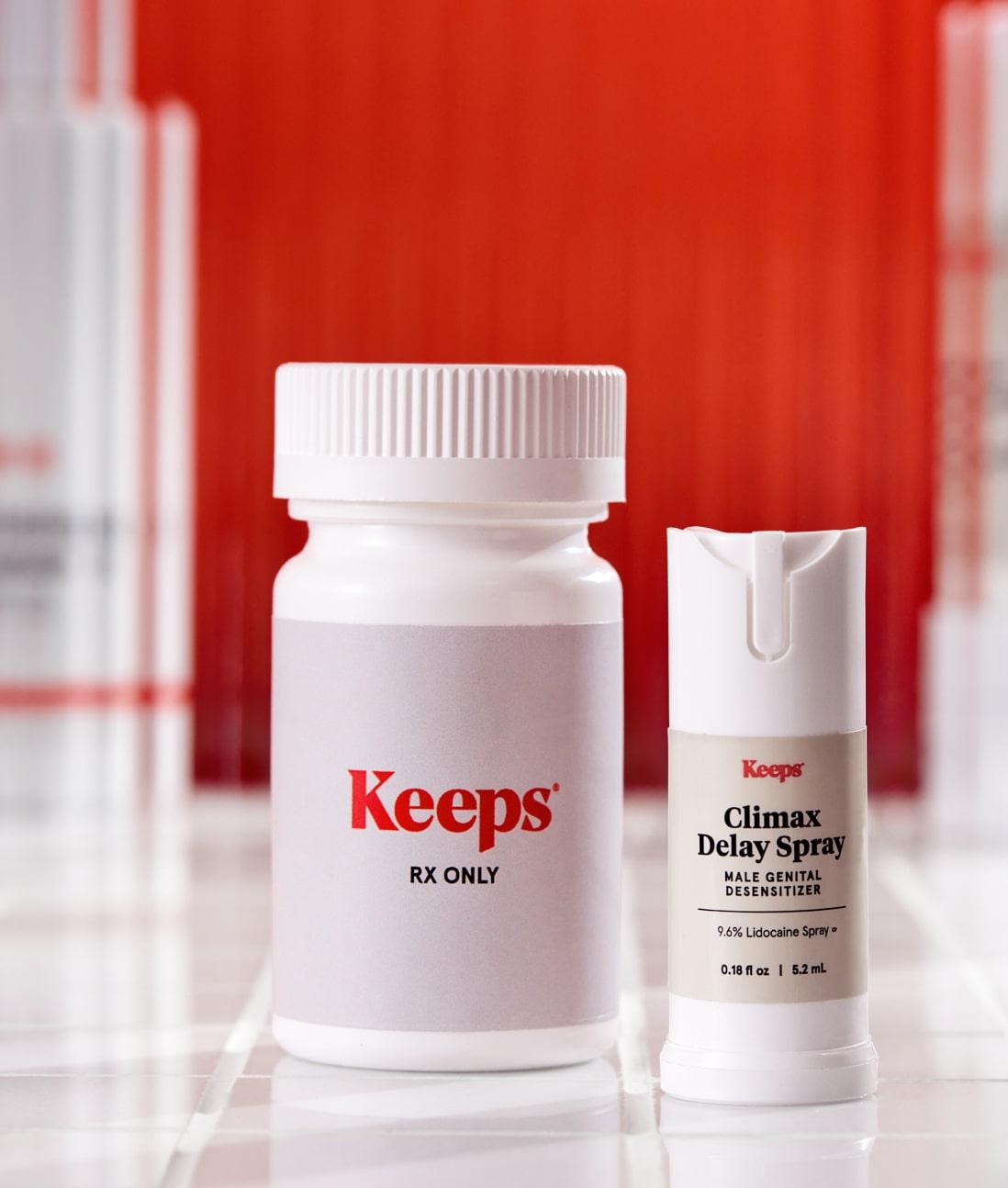 A bottle of Keeps Climax Delay Spray, available over-the-counter