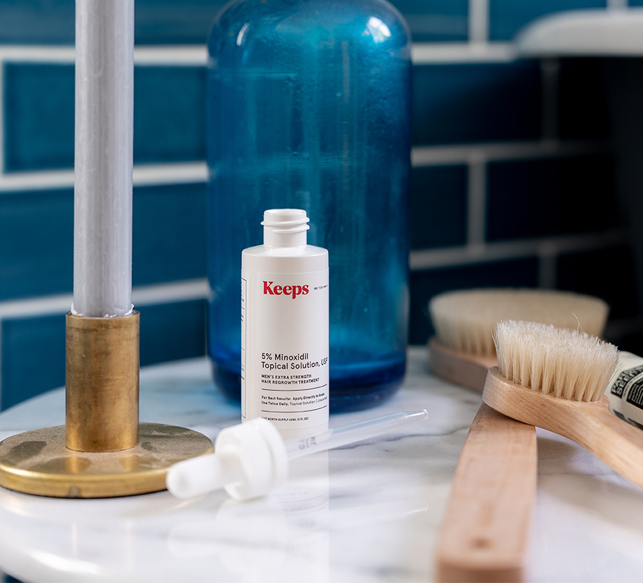 Hair treatment in bathroom